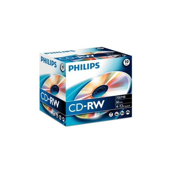 CD-RW Philips 700Mb 4x12x 80min Jewell Case 10